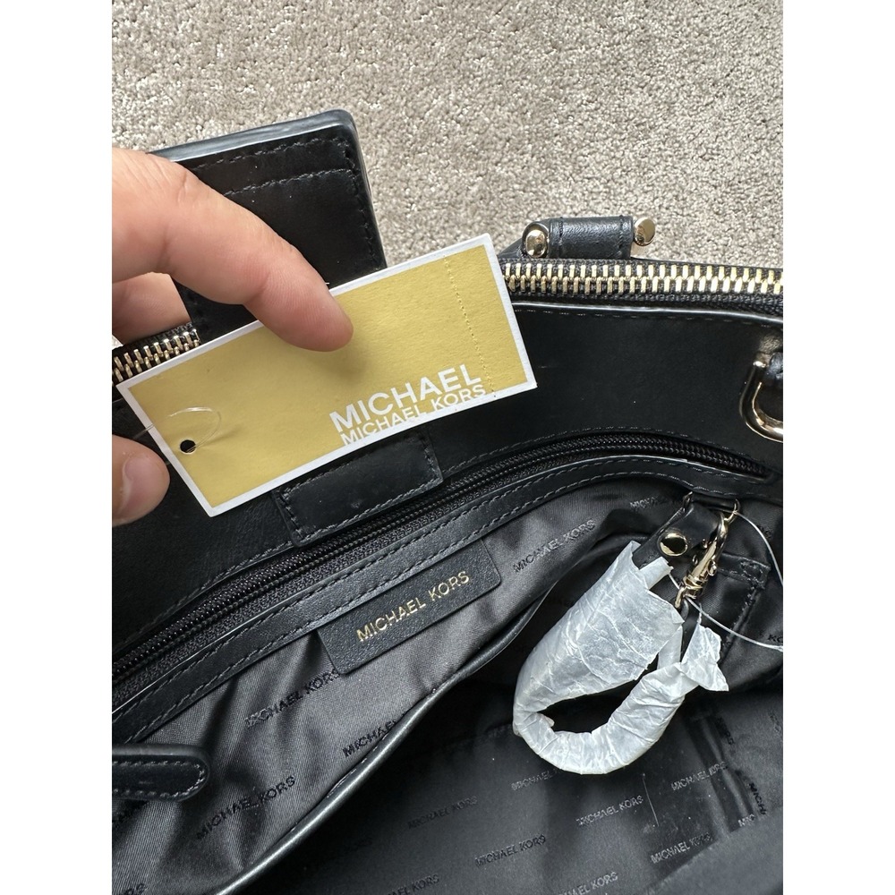 NWT $358 MICHAEL Michael Kors Reagan Large Satchel - Black 30S8GN3S7L-001 - Picture 7 of 10